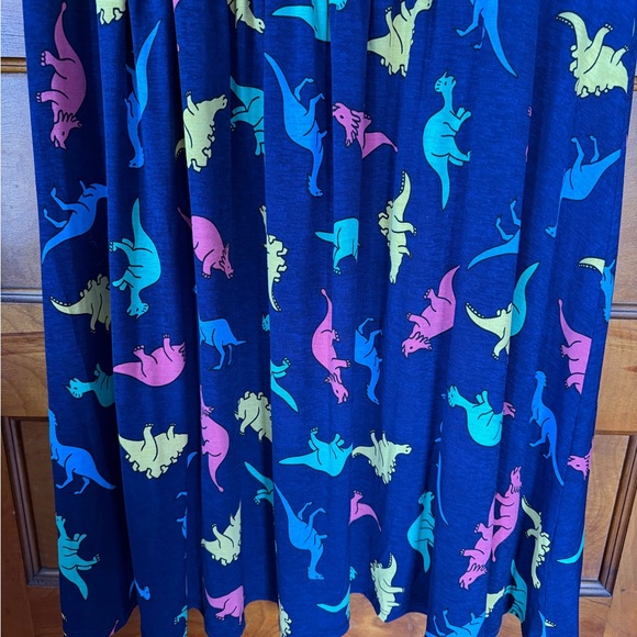 Modcloth Asymmetrical Dress with Dinosaur Print - Blue, Yellow, Pink - Picture 7 of 8
